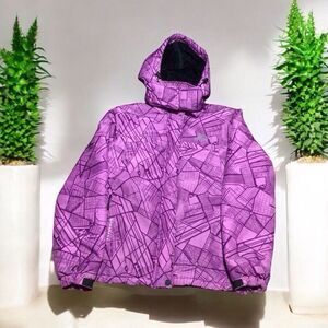 OTU Womens Medium Waterproof Ski Snowboarding Jacket Fleece Hooded Purple